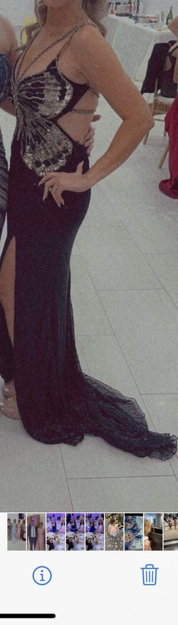 Sherri Hill Black Tie Size 2 Plunge Straight Dress on Queenly