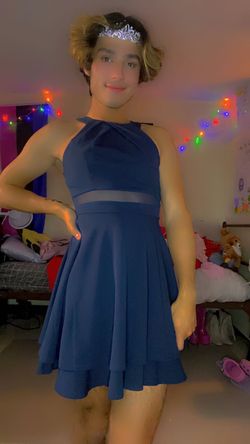 Honey & Rosie Blue Size 4 Sorority Formal Homecoming Military Flare Cocktail Dress on Queenly
