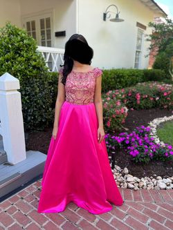 Sherri Hill Pink Size 4 Prom Cap Sleeve Barbiecore Beaded Top A-line Dress on Queenly