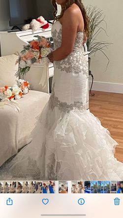 Anjolique White Size 8 Medium Height Wedding Mermaid Dress on Queenly