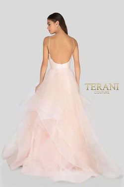 Style 1811P5849 Terani Couture Pink Size 2 Ruffles Black Tie Spaghetti Strap Prom Ball gown on Queenly