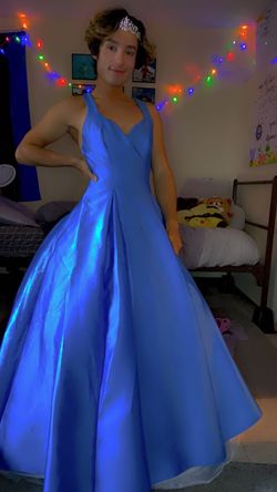 B. Darlin Blue Size 8 Pageant Floor Length Prom Ball gown on Queenly