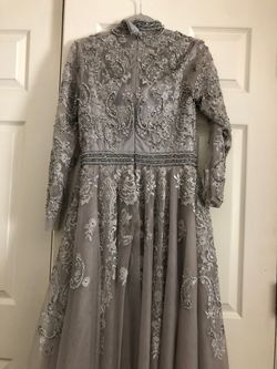 Jovani Silver Size 12 50 Off High Neck Plus Size A-line Dress on Queenly