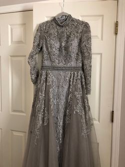 Jovani Silver Size 12 50 Off High Neck Plus Size A-line Dress on Queenly