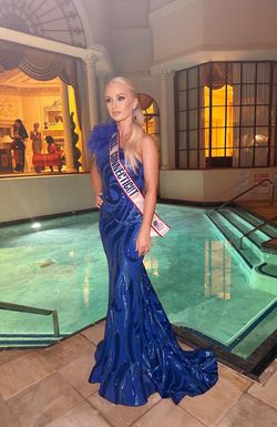 Jovani Blue Size 0 Sequined Mermaid Dress on Queenly