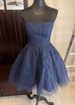 JVN by Jovani Blue Size 4 Cocktail Dress on Queenly