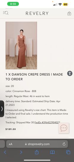Reverly Brown Size 20 Floor Length Plus Size Plunge Straight Dress on Queenly