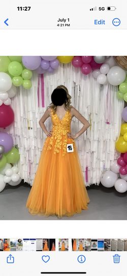 Hebeos Orange Size 0 Pageant 50 Off Prom Plunge Ball gown on Queenly