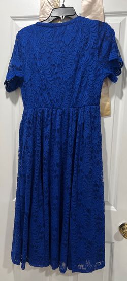Style 1912129 Torrid Blue Size 20 Plus Size Floor Length Swoop Ball gown on Queenly