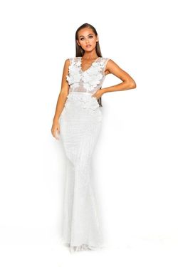 Style PS2015 Portia and Scarlett White Size 4 Sheer Military Mermaid Dress on Queenly