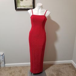 Style Vintage Alex Evenings Red Size 2 Jersey Floor Length Straight Dress on Queenly