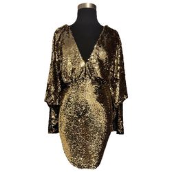 Style 04729325 Fashion to Figure Gold Size 12 Plus Size Cocktail Dress on Queenly