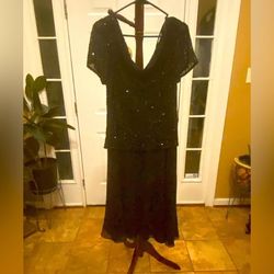 Jkara Black Size 16 Cocktail Free Shipping Straight Dress on Queenly