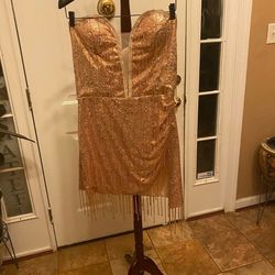 Diva Boutique Gold Size 8 Sweetheart Mini Homecoming Cocktail Dress on Queenly