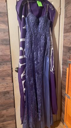 Sherri Hill Purple Size 2 Corset Euphoria Spaghetti Strap Floor Length Side slit Dress on Queenly