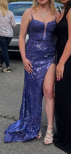 Sherri Hill Purple Size 2 Pageant Corset Side slit Dress on Queenly