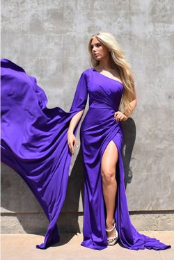 Style Monterey Gown Rene the label/Mia Bella  Purple Size 4 Black Tie Floor Length Straight Dress on Queenly