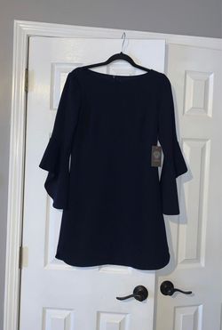 Vince Camuto Blue Size 4 Sunday Interview Bell Sleeves Cocktail Dress on Queenly