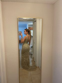 Sherri Hill Nude Size 2 Train Cape 50 Off Plunge Mermaid Dress on Queenly
