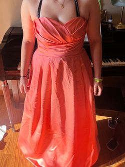 David's Bridal Orange Size 12 Floor Length Short Height Prom A-line Dress on Queenly