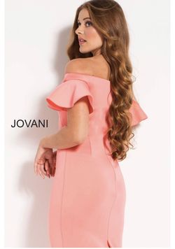 Jovani Pink Size 4 Summer Jersey Interview Wedding Guest Midi Cocktail Dress on Queenly