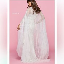Sherri Hill White Size 8 Floor Length Straight Dress on Queenly