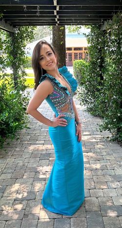 Gianina azar Multicolor Size 0 Floor Length Prom Plunge A-line Dress on Queenly