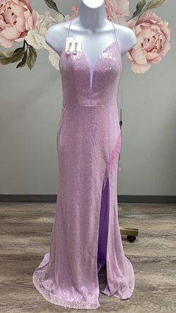 Style 810569 Clarisse Light Purple Size 00 Jersey 810569 Fully Beaded Corset Side slit Dress on Queenly
