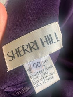 Sherri Hill Purple Size 00 Black Tie Sequined Side slit Dress on Queenly