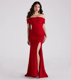 Style 10015 Faviana Bright Red Size 6 Side slit Dress on Queenly