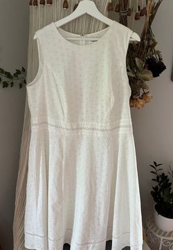 Style CX9G21JB Calvin Klein White Size 16 Bridal Shower Bachelorette Cocktail Dress on Queenly