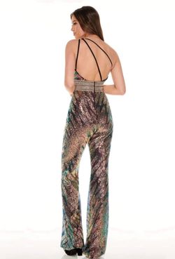 Style 70070 Rachel Allan Multicolor Size 6 50 Off Sequined 70070 One Shoulder Jumpsuit Dress on Queenly