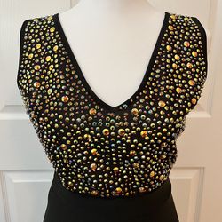 WOW Couture Black Size 4 Wedding Guest Beaded Top Mini Cocktail Dress on Queenly