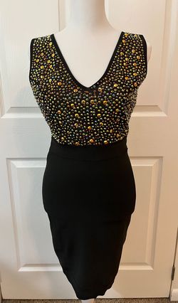 WOW Couture Black Size 4 Mini Beaded Top Cocktail Dress on Queenly
