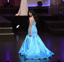 Mac Duggal Light Blue Size 2 Floor Length Mermaid Dress on Queenly