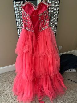 Party Time Formals Pink Size 4 Strapless Prom Pageant Train Dress on Queenly