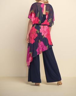 Style 1-1261599389-1901 Joseph Ribkoff Blue Size 6 Print Floor Length Navy Jumpsuit Dress on Queenly