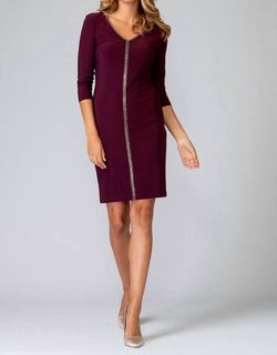Style 1-2070958627-1901 Joseph Ribkoff Red Size 6 Free Shipping Burgundy V Neck Cocktail Dress on Queenly