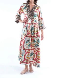 Style 1-2230413470-1498 LA PRESTIC OUISTON Multicolor Size 4 Floor Length Silk Straight Dress on Queenly