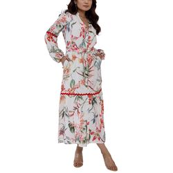 Style 1-2328126251-3236 IslaPayal Multicolor Size 4 Long Sleeve Floor Length Straight Dress on Queenly
