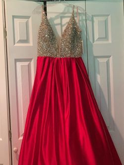Ashley Lauren Red Size 10 Jersey Short Height 50 Off Prom Plunge Ball gown on Queenly