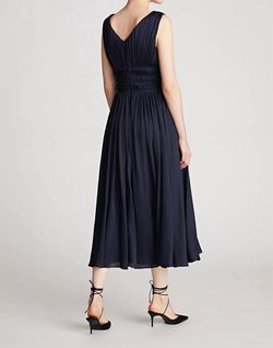 Style 1-3005638890-1498 HALSTON HERITAGE Blue Size 4 A-line V Neck Satin Cocktail Dress on Queenly