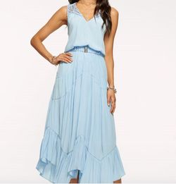 Style 1-3221953800-2696 Ramy Brook Blue Size 12 Belt Plus Size Floor Length Straight Dress on Queenly