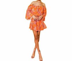 Style 1-3964934571-3236 FLYING TOMATO Orange Size 4 Tall Height Print Polyester Jumpsuit Dress on Queenly