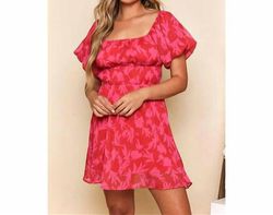 Style 1-4073322627-2696 Peach Love Red Size 12 Print Ruffles Cocktail Dress on Queenly