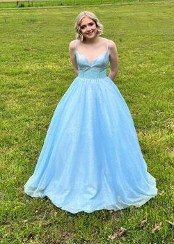 Style 54205 Sherri Hill Blue Size 6 Prom Free Shipping Ball gown on Queenly