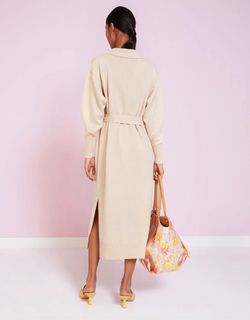 Style 1-555605616-2995 MAGALI PASCAL Nude Size 8 Sleeves Side Slit Free Shipping High Neck Cocktail Dress on Queenly