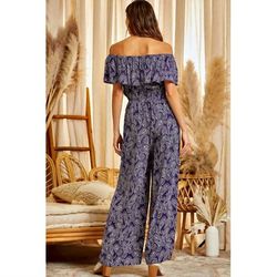 Style 1-748367773-2696 ANDREE BY UNIT Blue Size 12 Print Free Shipping Jumpsuit Dress on Queenly