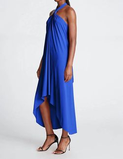 Style 1-1052466569-5 HALSTON HERITAGE Blue Size 0 Halter Tall Height Polyester Free Shipping Cocktail Dress on Queenly