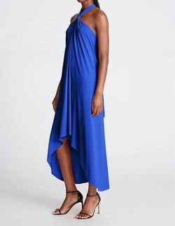 Style 1-1052466569-649 HALSTON HERITAGE Blue Size 2 Halter Tall Height Polyester Free Shipping Cocktail Dress on Queenly